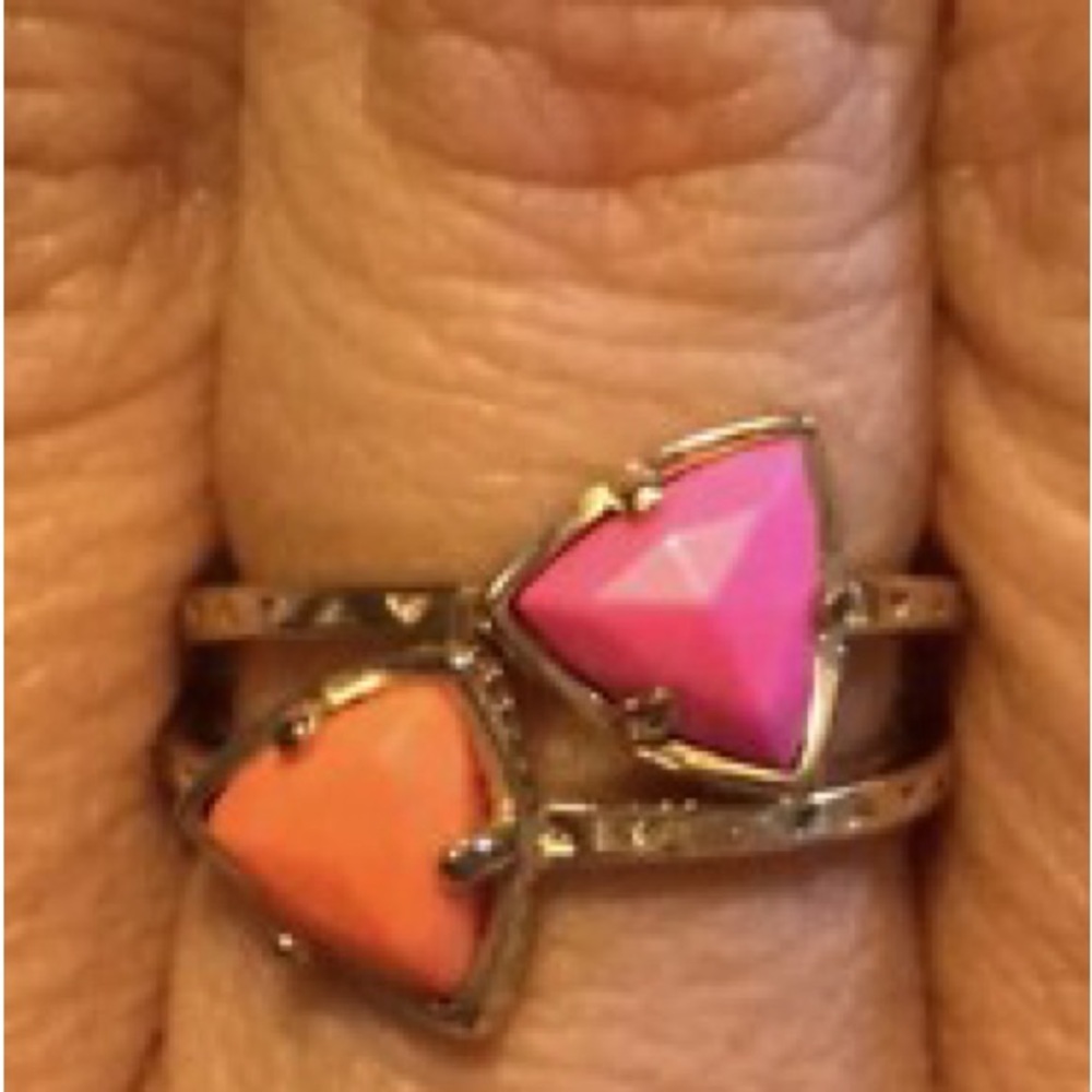 Kendra Scott Gold Ring with Pink and Orange Gemstones